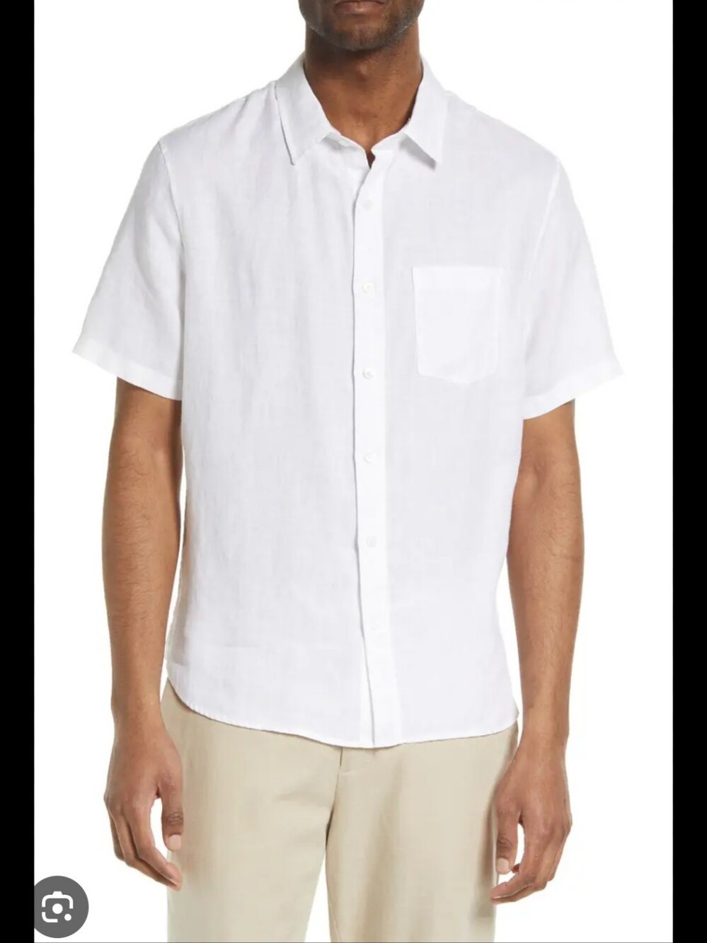 Vince White Short-Sleeve Button-Down Linen Shirt